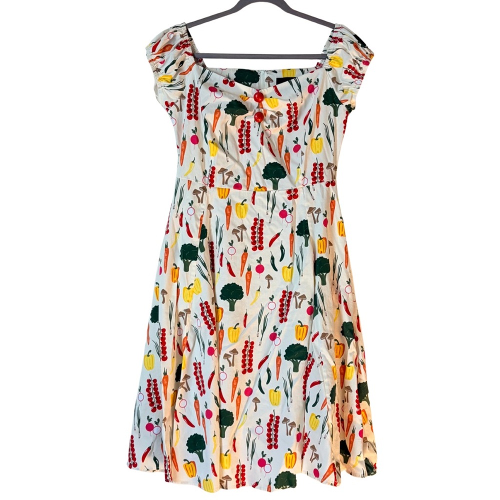 Modcloth Collectif Summer Vegetable Garden Print Fit Flare, Swing Skirt Dress,16 - Picture 5 of 16